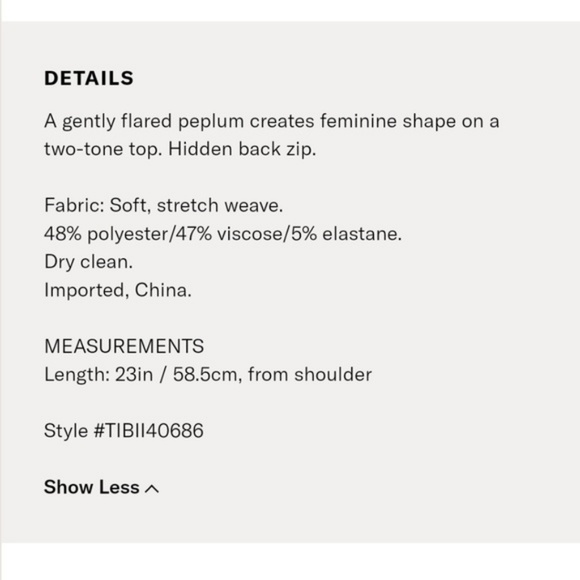 Tibi Anson Color Block Peplum Top Ivory Black - Picture 6 of 7